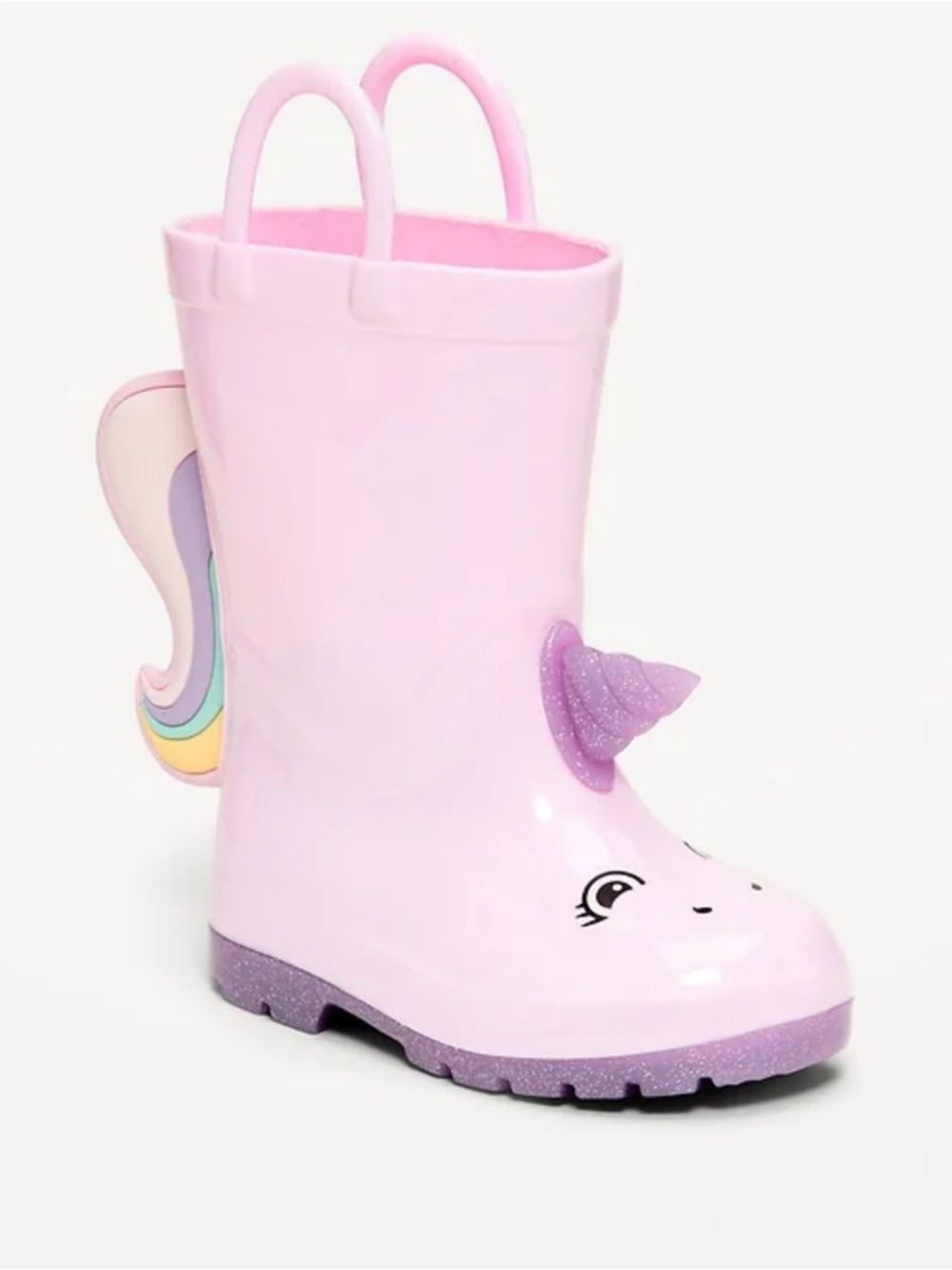 Old Navy Pink Unicorn Kids Rain Boot with Rainbow Wing